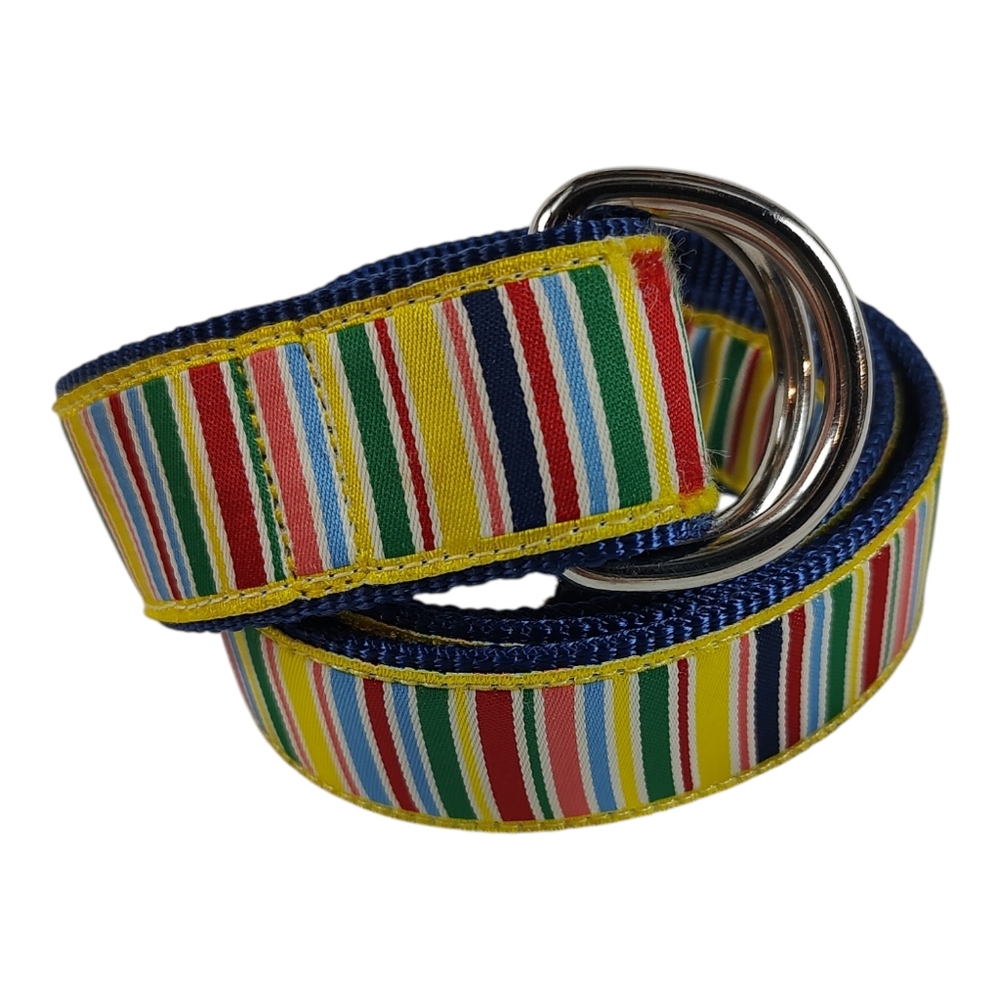 Douglas Paquette Preppy Multicolor Stripe Ribbon Belt Medium D Ring